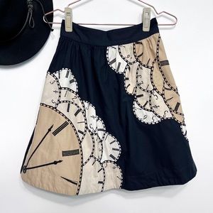 anthro | floreat lost time clocks a-line skirt crinoline 0